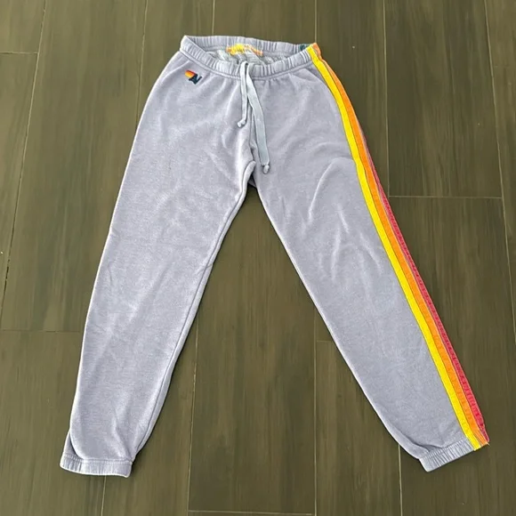 Aviator Nation Lavender Joggers with Multicolor Stripe - Picture 3 of 8